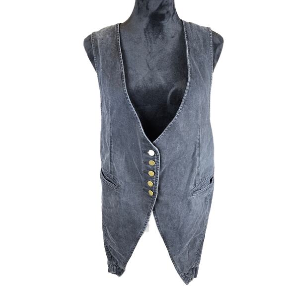 Current Elliott Womens Black Denim Vest sz 2 - Picture 9 of 10